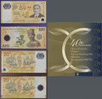 Brunei: State of Brunei Darussalam – Monetary Authority of Singapore, original folder with 20 Ringgit and 20 Dollars 2007 commemorating 40 Years of Cu...