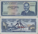 Burundi: Banque du Royaume du Burundi 5000 Francs 1968, P.26a, still great original shape with a few folds and minor creases in the paper. Condition: ...