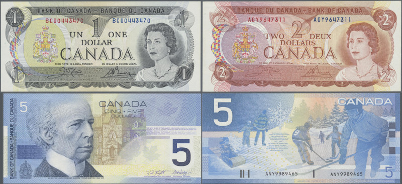 Canada: Bank of Canada, set with 7 banknotes, comprising 1 Dollar 1973 (P.85c, U...