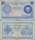 Cyprus: Central Bank of Cyprus 5 Pounds 1969, P.44, small margin splits and tiny border tears, Condition: F.
 [plus 19 % VAT]