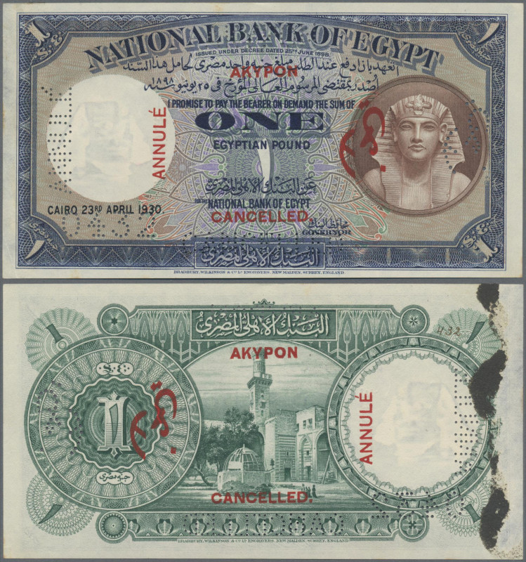 Egypt: National Bank of Egypt 1 Pound dated 23rd April 1930 SPECIMEN, P.22s, fir...