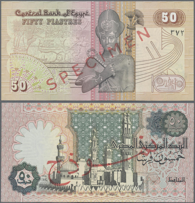 Egypt: National Bank of Egypt, 50 Piastres (1981-83) SPECIMEN, P.55s, with red o...