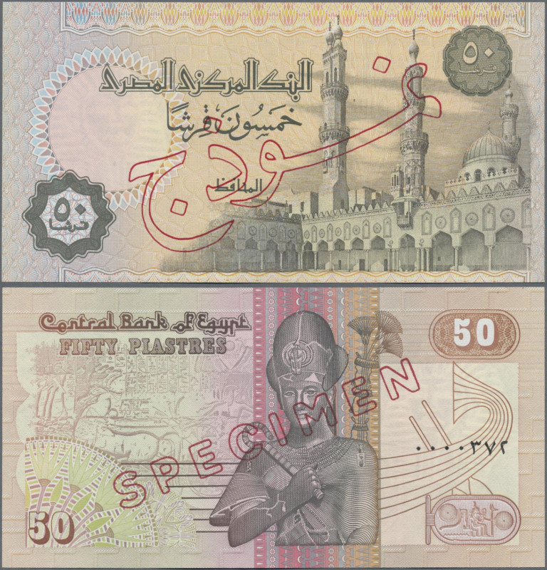 Egypt: National Bank of Egypt, 50 Piastres (1985-94) SPECIMEN, P.58s, with red o...