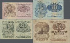 Estonia: Eesti Pank, set with 5 banknotes series 1928-1937 with 5 Krooni 1929 (P.62, F with small tear), 10 Krooni 1928 (P.63, VF+), 20 Krooni 1932 (P...