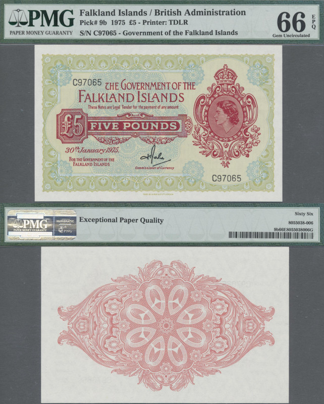 Falkland Islands: The Government of the Falkland Islands 5 Pounds 1975, P.9b, fa...