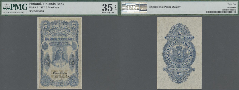 Finland: Finlands Bank 5 Markkaa 1897, P.2a with signatures: Clas von Collan / A...