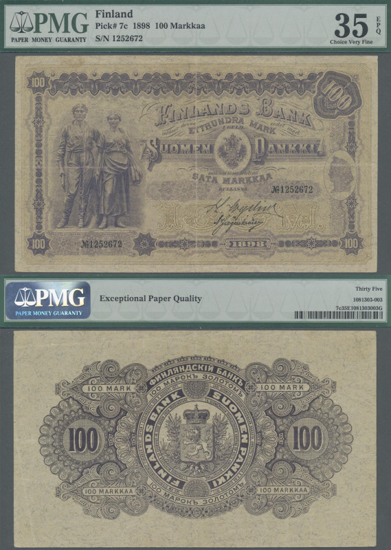 Finland: Finlands Bank 100 Markkaa 1898, P.7c with signatures: Wegelius / Jägers...