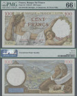 France: Banque de France 100 Francs 1941, P.94, PMG graded 66 Gem Uncirculated EPQ. Thereby Ivory Coast / West African States 1000 Francs ND, Letter A...