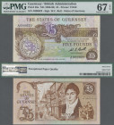 Guernsey: The States of Guernsey 5 Pounds ND(1980-89), Signature W.C. Bull, P.49a, very low serial number A000622, PMG graded 67 EPQ.
 [plus 7 % impo...
