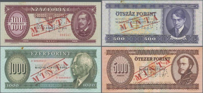 Hungary: Magyar Nemzeti Bank, nice lot with 5 Specimen / MINTA banknotes: 50 For...