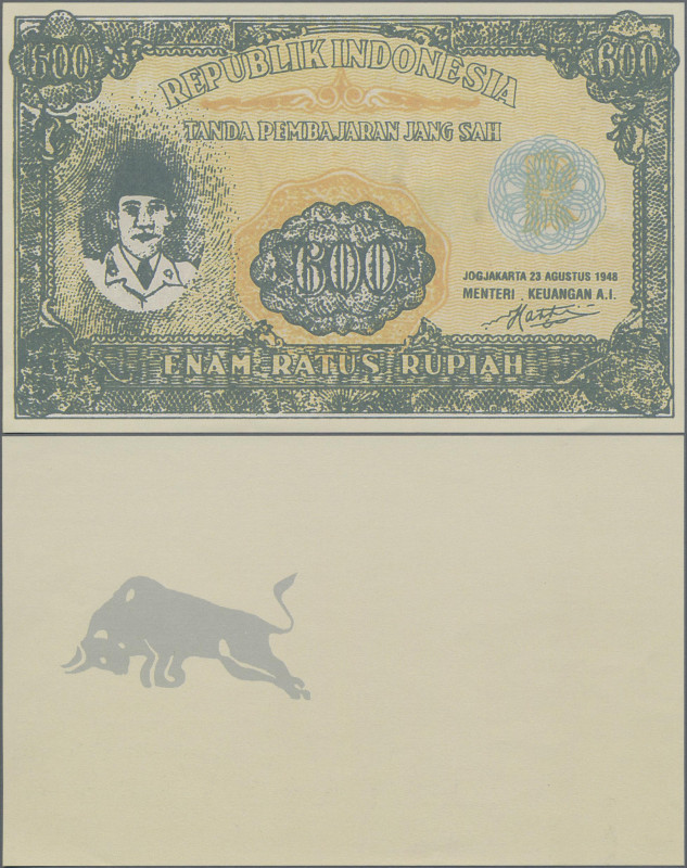 Indonesia: Republik Indonesia original Replica of the 600 Rupiah 1948 (P.35A for...