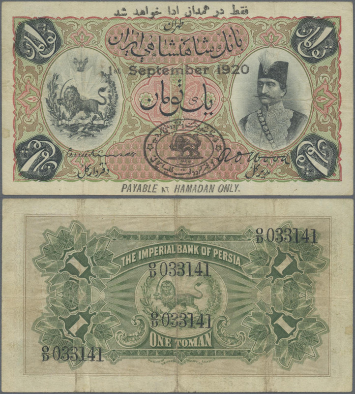 Iran: Imperial Bank of Persia 1 Toman ND (1890-1923), Hamadan, 1st Steptember 19...