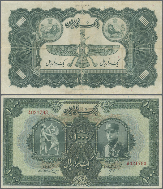 Iran: Bank Melli Iran 1000 Rials SH 1313 (1934), P.30a, extraordinary rare bankn...