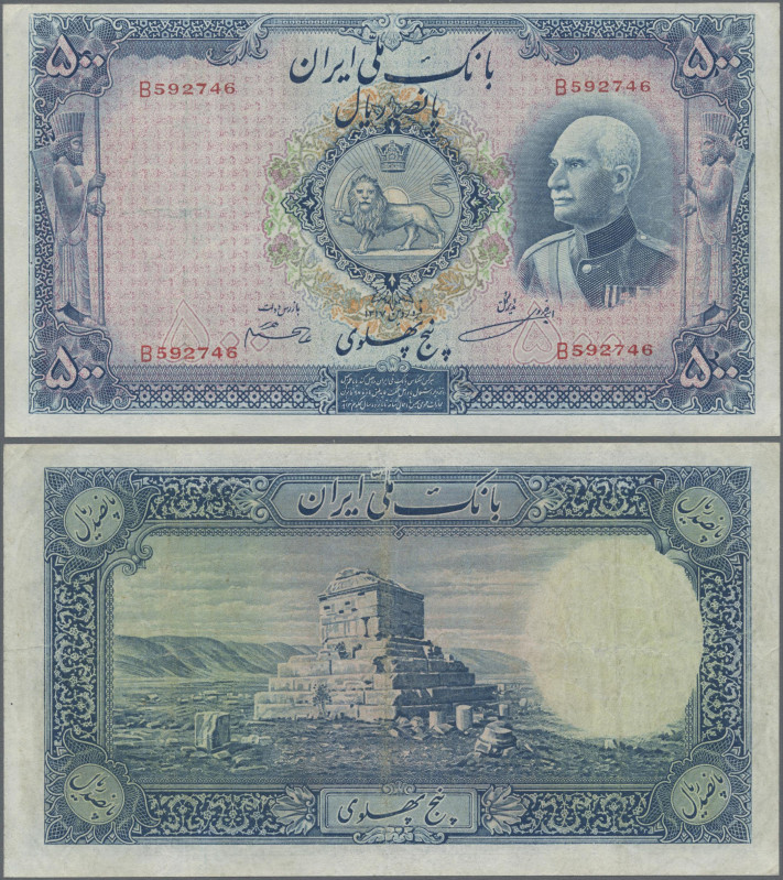 Iran: 500 Rials SH 1317, P. 37a, with western serial Nr. folded, slightly ironed...