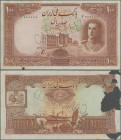Iran: Bank Melli Iran, 100 Rials ND (1944), P.43s, Specimen with perforation ”Cancelled” and serial number 000000 in Persian numerals, not folded with...