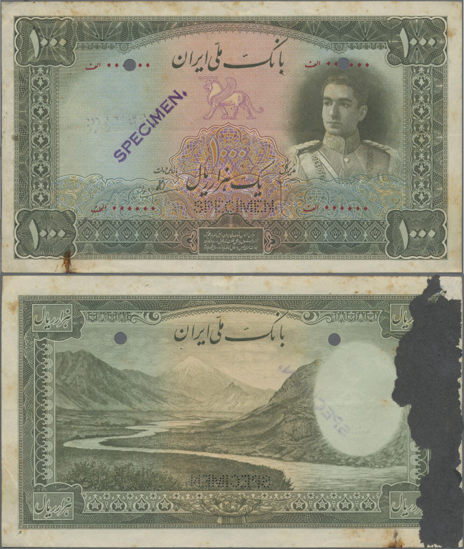 Iran: Bank Melli Iran, 1000 Rials ND (1944), P.46s, stamped and perforated ”Spec...