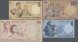 Israel: Very nice lot with 25 banknotes Bank of Israel 1958-1960 series, comprising 3x ½ Lira (P.29, F-, XF), 6x 1 Lira (P.30b,c, F- to XF), 8x 5 Lira...