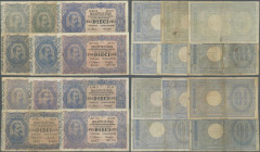 Italy: set of 11x 10 Lire 1888 P. 20, block numbers 3988, 2789, 2965, 979, 3576, 2054, 2195, 1694, 3841, 3967, 3888, all notes used with folds, minor ...