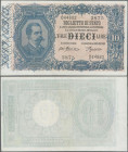Italy: 10 Lire 1888 P. 20g, washed and pressed but still with strong paper, nice colors, no tears, no holes, nice optical appearance, condition: press...