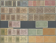 Italy: set of 19 notes containing 3x 1 Lire 1944 P. 29 (2x VF-XF, 1x UNC), 4x 2 Lire 1944 P. 30 (UNC, aUNC, XF), 5x 1 Lire D.1914 P. 36 (aUNC/VF/F) an...