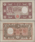 Italy: Banca d'Italia 1000 Lire 1948 with signatures: Einaudi & Urbini, P.81a, still nice with several folds, small stains and tiny pinholes at center...