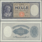 Italy: 1000 Lire 1947 REPLACEMENT letter ”W” P.83, Bi 695sp, light center bend, handling and light corner fold at upper left, no holes or tears, stron...