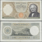 Italy: 100.000 Lire 1974 P. 100c Manzoni, S/N D122784F, several folds in paper, pressed, minor border tears, still strongness in paper and nice colors...