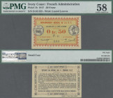 Ivory Coast: Gouvernement Général de l'Afrique Occidentale Française - Colonie de la Côte d'Ivoire 0,50 Franc D. 11.02.1917, P.1b, PMG graded 58 Choic...