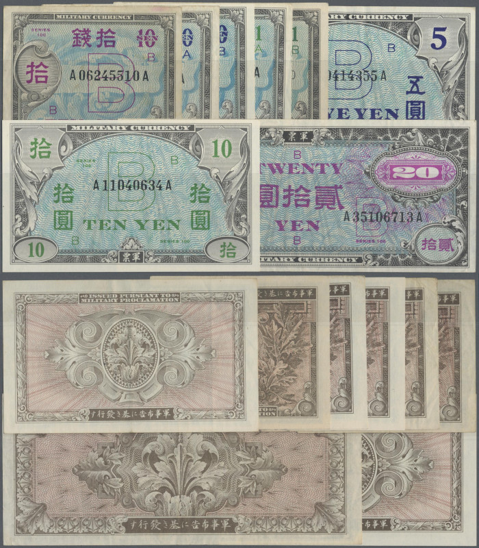 Japan: Allied Military Currency, series ND(1945), lot with 8 banknotes, comprisi...