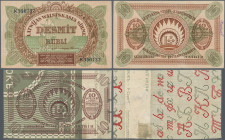 Latvia: Pair of the 10 Rubli 1919 P.4f and 10 Rubli 1919 proof P.4p, both in about VF condition (2 pcs.)
 [plus 19 % VAT]