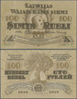 Latvia: Latvian Government Currency Note 100 Rubli 1919, ”Serija C” and signatures: Purinsch & Vanags, P.7b, very nice with stronger vertical fold and...