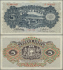 Latvia: Latvian Government Currency Note 5 Lati 1940, P.34a, vertically folded and a few minor spots, Condition: VF+
 [plus 19 % VAT]