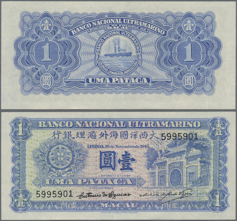 Macau: Banco Nacional Ultramarino, Macau, 1 Pataca 1945, P.28, great condition w...