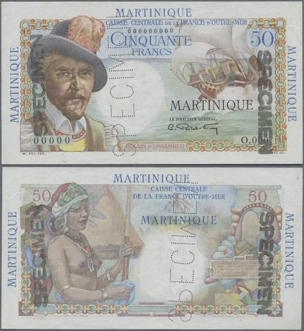 Martinique: Caisse Centrale de la France d'Outre-Mer 50 Francs ND(1947-49) SPECI...