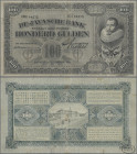 Netherlands Indies: De Javasche Bank 100 Gulden 1929, P.73, very strong paper with small border tear at left and tiny holes at center, Condition: VF....