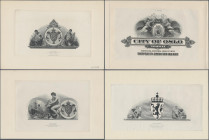 Norway: Very nice group with 9 different engravings, produced by the ABNC for the Kingdom of Norway, City of Bergen and the City of Oslo as later on u...