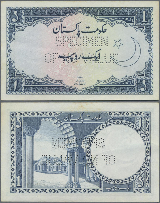 Pakistan: 1 Rupee ND(1953-61) Specimen, P.9s with perforation ”Specimen of no va...