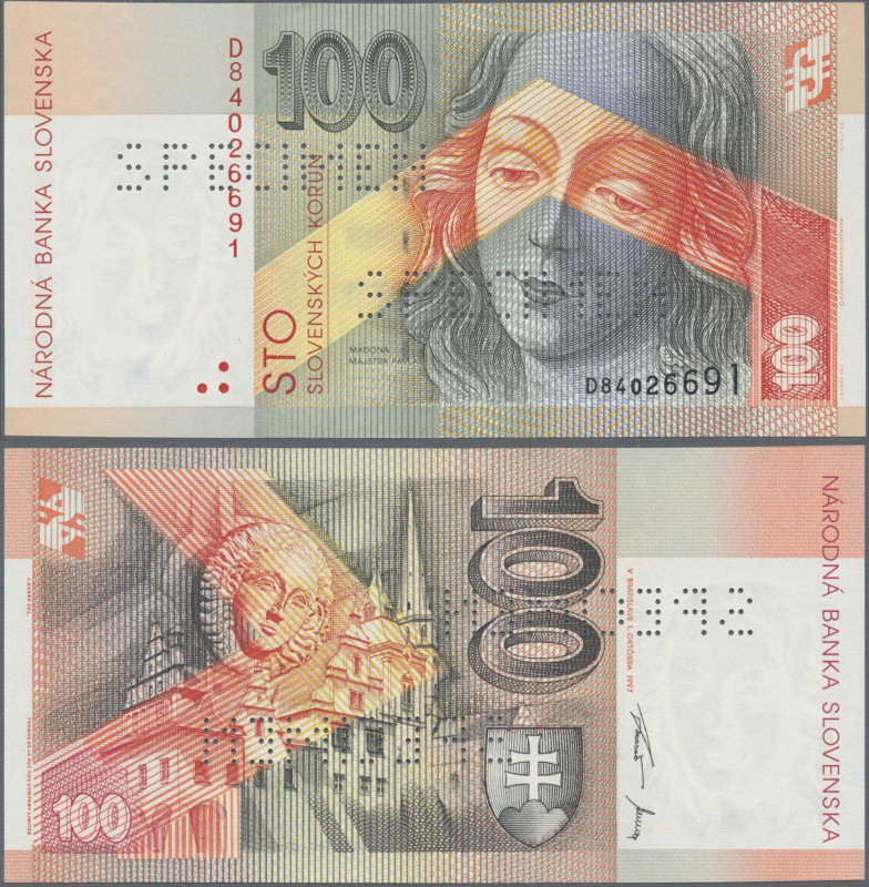 Slovakia: Slovakia State Bank 100 Korun 1997 SPECIMEN with regular serial number...