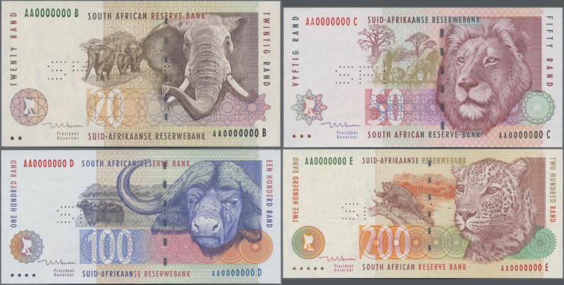 South Africa: Suid-Afrikaanse Reserwebank, Set of 5 Specimen Banknotes 1992-1999...