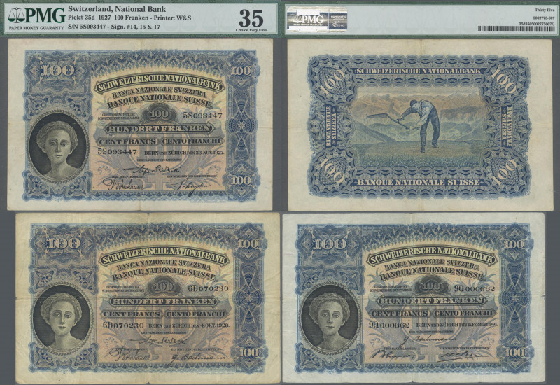 Switzerland: Nice lot with 7 banknotes 100 Franken dated 1924, 1927, 1928, 1931,...