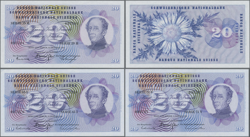 Switzerland: Large lot with 13 banknotes 20 Franken with date 1961, 1964, 1969, ...