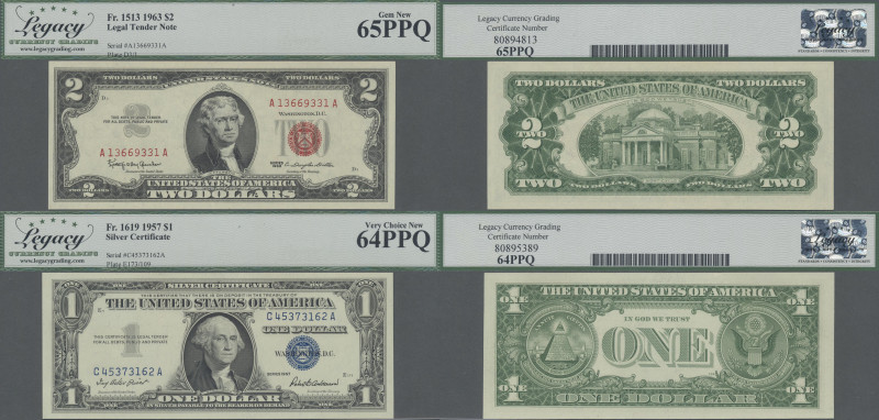 United States of America: Pair with 1 Dollar Silver Certificate 1957 series (P.4...