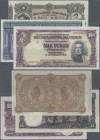 Uruguay: set of 3 notes containing 10 Pesos 1935 S/N 6064311 Serie A, P. 30b (pressed aUNC), 1000 Pesos 1939 S/N 2240034 Serie D, P. 41c (VF to VF+) a...