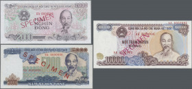 Vietnam: Set with 2000, 5000 and 100.000 Dong 1988-1994 SPECIMEN (P.103s, 104s, 117s, UNC). (3 pcs.)
 [taxed under margin system]