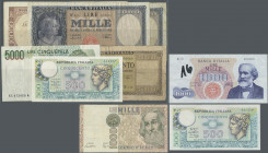 Italy: Set of 12 notes, all REPLACEMENT notes, containing 1000 Lire 1948 letter ”W” P. 88ar (VG), 100 Lire 1965 P. 96dr (black grafitti, F to F-) lett...