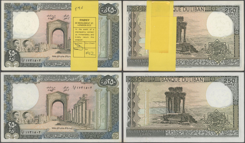 Lebanon: Bundle of 100 banknotes 250 Livres 1985, P.67c in UNC condition. (100 p...