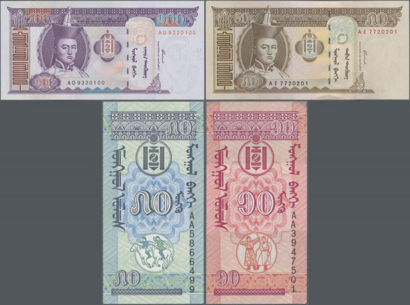 Mongolia: Giant lot with 6000 banknotes, comprising 700x 10 Mongo, 700x 20 Mongo...