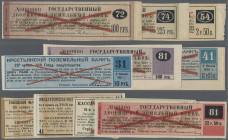 Russia: Album with 66 coupons of the government bonds, some as Specimens dated about 1911 – 1926, many different denominations and issues, Condition: ...