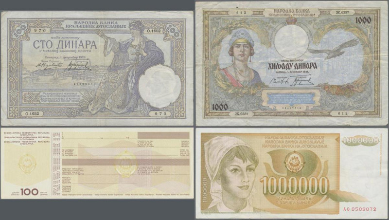 Yugoslavia: Giant lot with more than 3300 banknotes and checks, sorted by catalo...