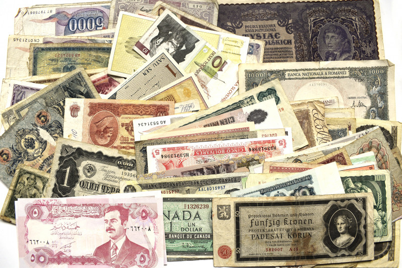 Alle Welt: nice lot with 123 Banknotes from over the world with a main focus on ...